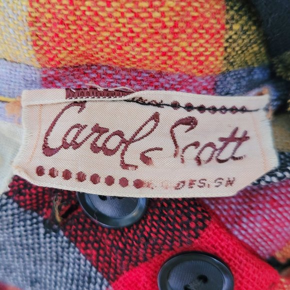 60/70s Autumn A-Line Vintage Plaid Check Side-Button Pleated Skirt XS 24" waist - Picture 4 of 11